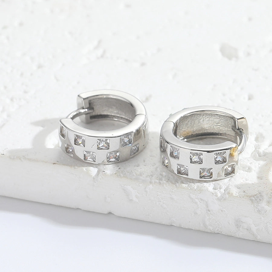 1 Pair Vintage Style Simple Style Round Copper Zircon 14K Gold Plated Earrings Ear Studs