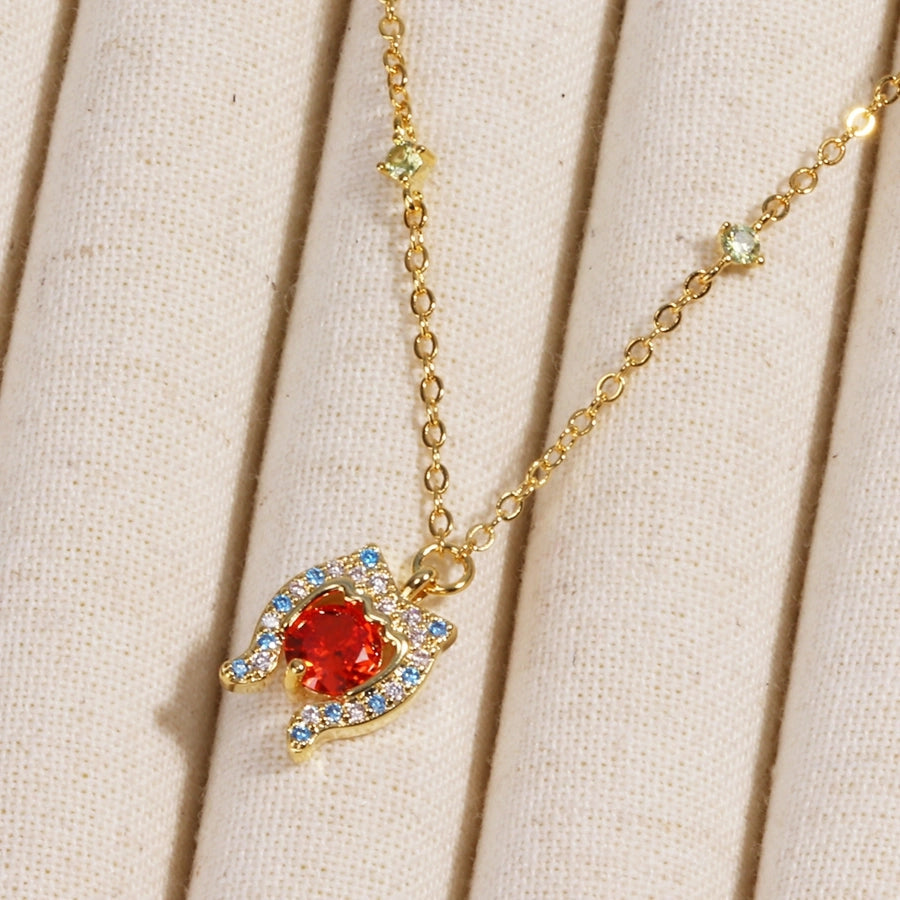 Copper cable chain Inlay Geometric Zircon Pendant Necklace