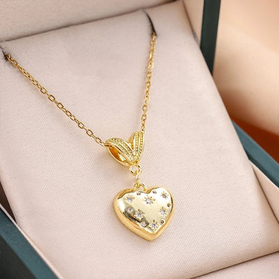 Jewelry Cute Heart Shape 316L Stainless Steel  Copper 18K Gold 18K Gold Plated Pendant Necklace