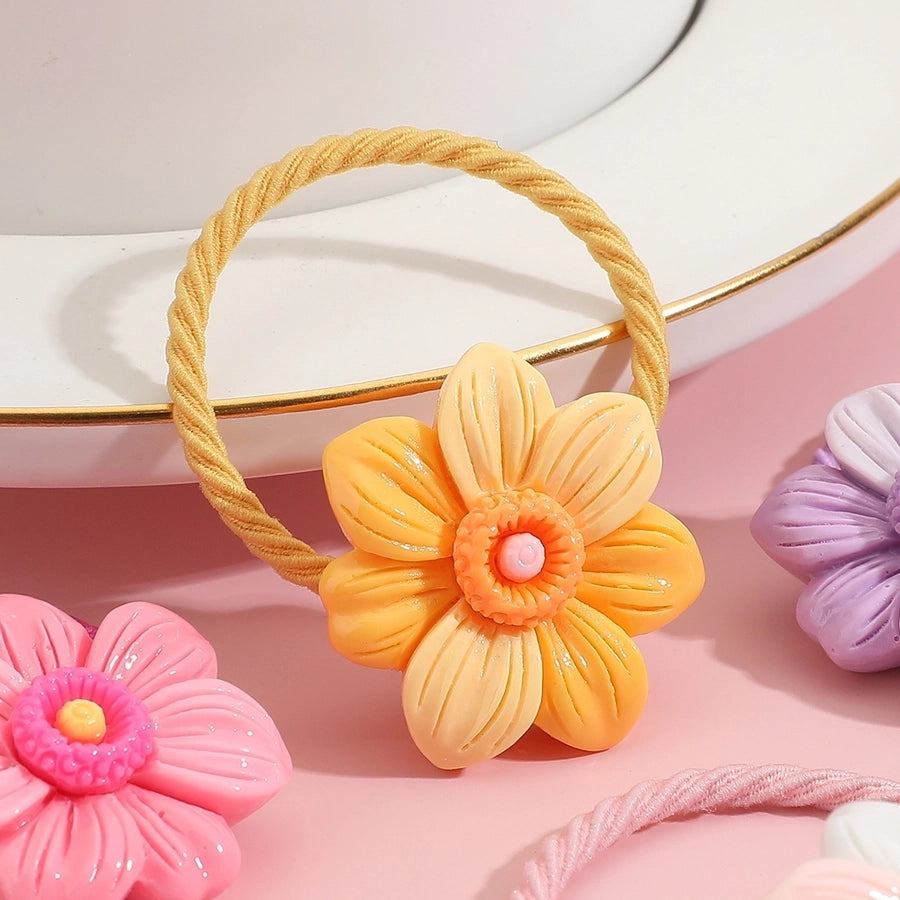 Kid'S Sweet Flower Resin Hair Tie