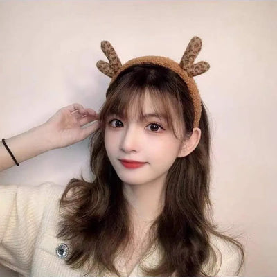Christmas Fashion Women'S Antlers Flocking Handmade Hair Band