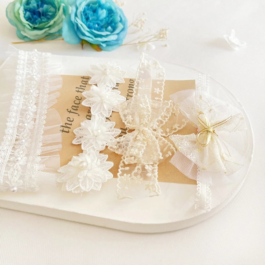 princess solid color bow knot lace net yarn hair band