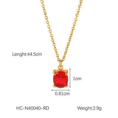 Wholesale Jewelry IG Style Simple Style Shiny Quadrilateral 304 Stainless Steel Titanium Steel Zircon 18K Gold Plated Pendant Necklace cable chain