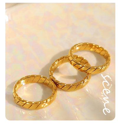 Jewelry Elegant Round 304 Stainless Steel 18K Gold Plated Polishing Plating Rings