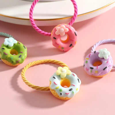 Kid'S Cute Donuts Resin Hair Tie