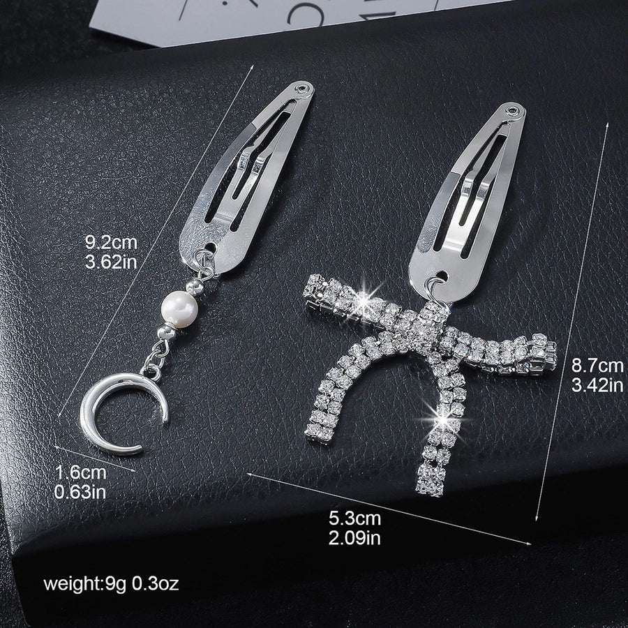 Women's IG Style Shiny Moon Bow Knot Rhinestone Pearl Inlay Rhinestones Hair Clip