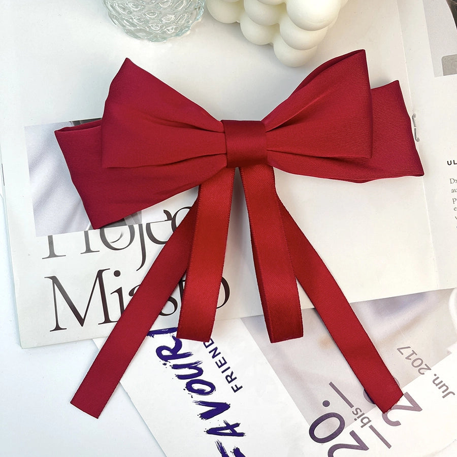 Big bow ribbon hairpin horizontal clip headdress temperament hair accessories high sense back head top clip spring clip