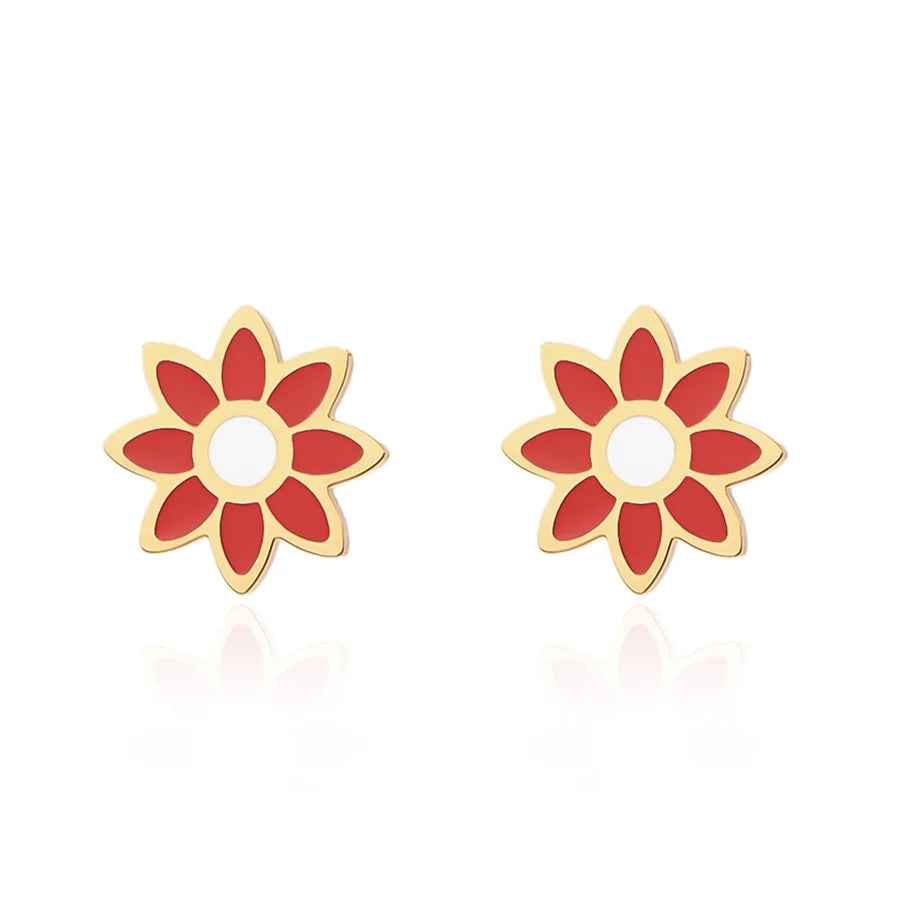 Premium Little Daisy Flower Bracelet Necklace Ear Stud Three-Piece Set Sweet Personality Niche Stainless Steel Ornament