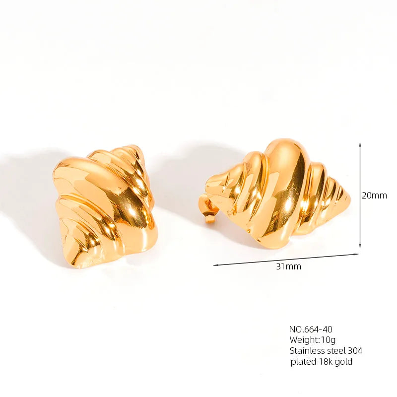 1 Pair Casual Simple Style Classic Style Geometric Square 304 Stainless Steel 18K Gold Plated Imitation Gold  Ear Studs