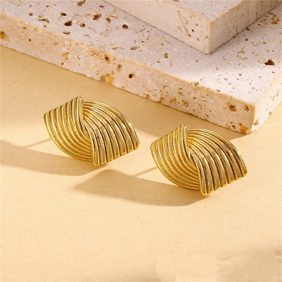 1 Pair Casual Artistic Sector 304 Stainless Steel Ear Studs