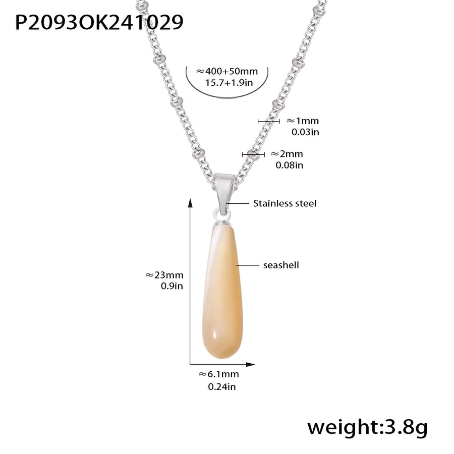 Jewelry Elegant Luxurious Vacation Water Droplets 304 Stainless Steel Shell 18K Gold Plated Pendant Necklace