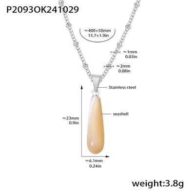 Jewelry Elegant Luxurious Vacation Water Droplets 304 Stainless Steel Shell 18K Gold Plated Pendant Necklace