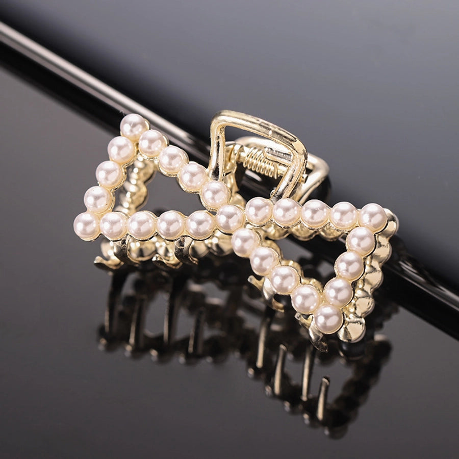 simple style solid color alloy inlay rhinestones hair claws 1 piece