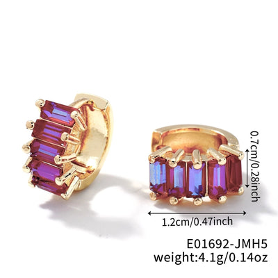 1 Pair Casual Glam Shiny Solid Color Inlay Copper Zircon K Gold Plated Rhodium Plated Ear clip