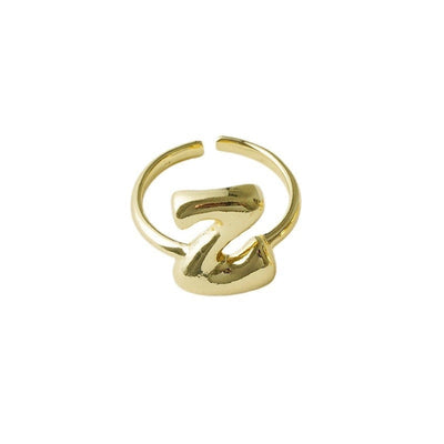Copper Brass 18K Gold Plated Letter Open Rings