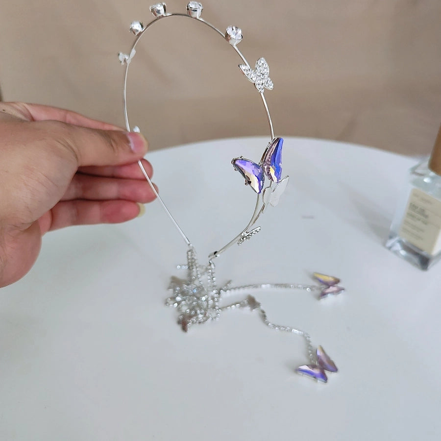 shiny butterfly alloy diamond hair band