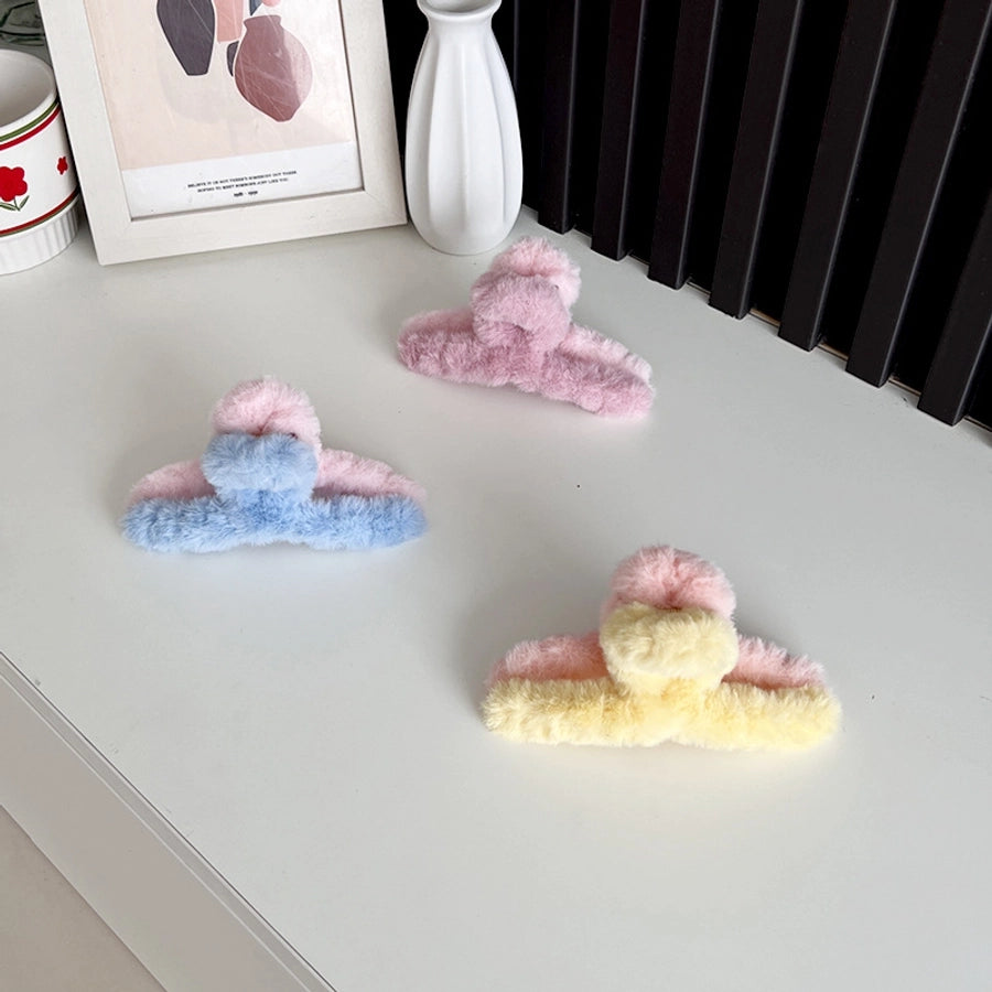 Women's IG Style Color Block Plush Hair Claws