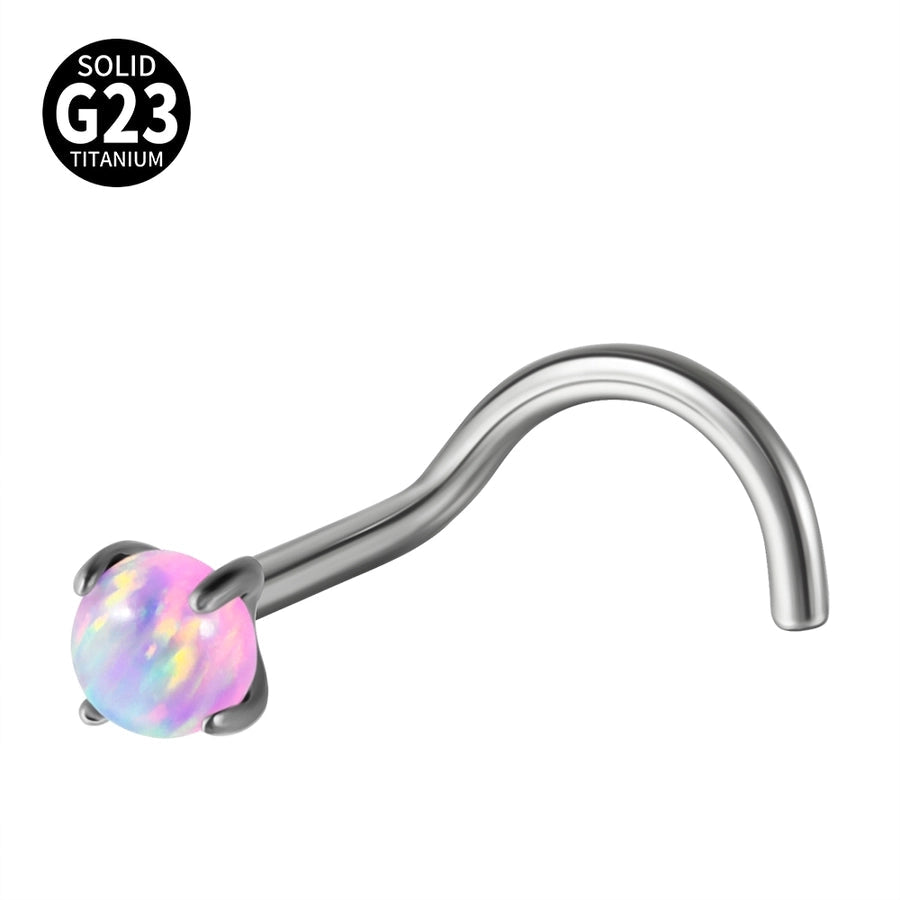 1 Piece Nose Rings & Studs Casual Vacation Round G23 Titanium Alloy Opal Zircon Nose Rings & Studs