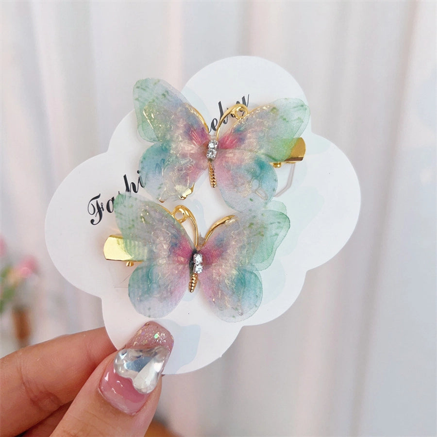 fairy style gradient color butterfly plastic resin rhinestone hair clip
