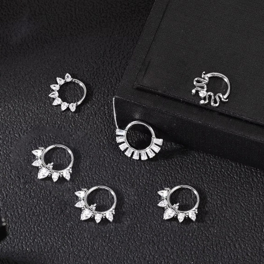 1 Piece Nose Rings & Studs Luxurious Shiny Round Pure Titanium Titanium Alloy Zircon 14K Gold Plated White Gold Plated Ear Cartilage Rings & Studs Nose Rings & Studs