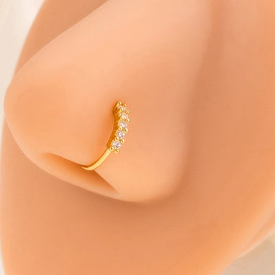 1 Piece Nose Rings & Studs Simple Style Geometric Heart Shape Alloy Plating Inlay Rhinestones Nose Rings & Studs
