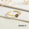 Copper Inlay Geometric Round Zircon Open Rings
