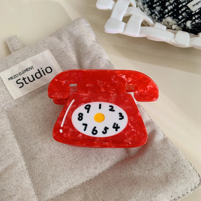 New Personalized Creative Acetate Alarm Clock Phone Shark Clip Back Head Updo Hair Claw Simple All-Match Hair Accessories