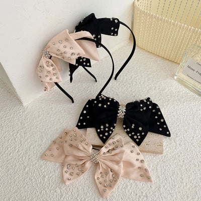 women's elegant fashion bow knot cloth headwear artificial rhinestones hair clip
