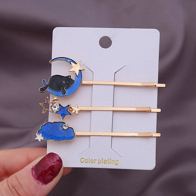 sweet geometric alloy plating rhinestones hair clip 1 set