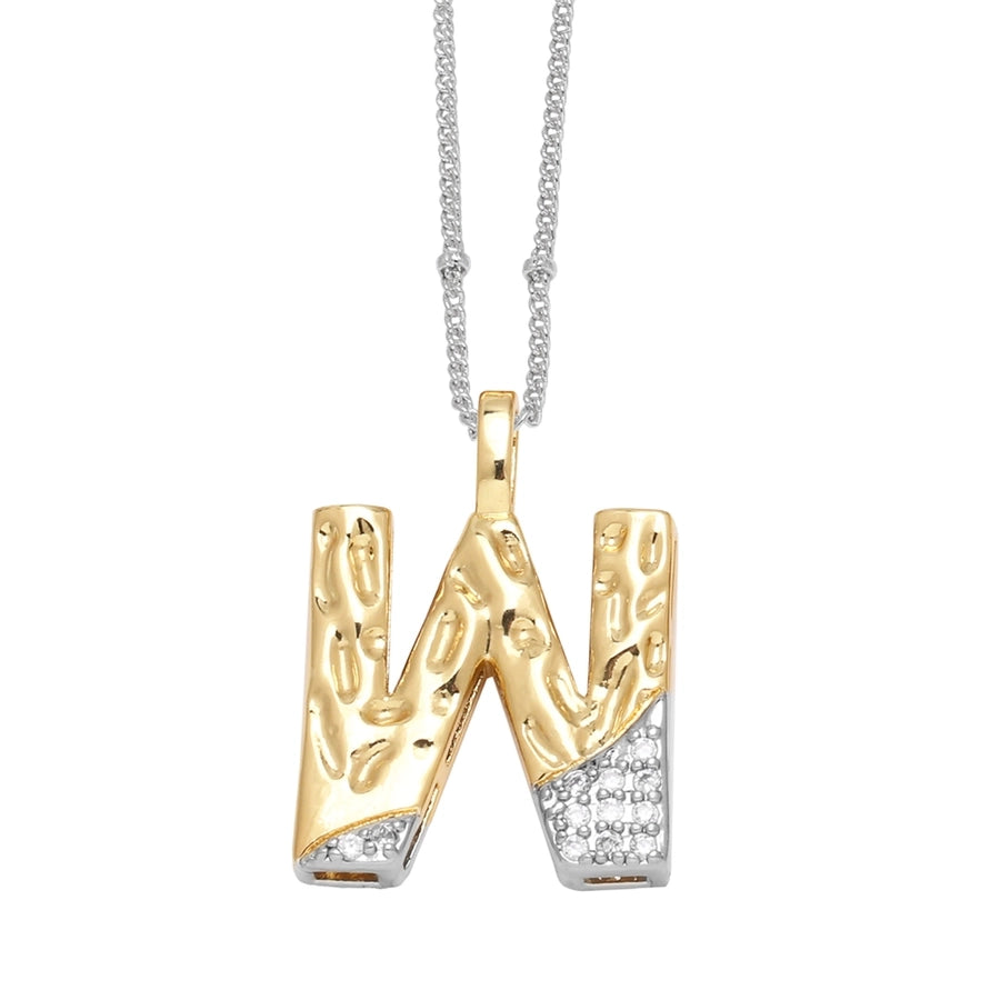 Jewelry Modern Style Simple Style letter 201 Stainless Steel Copper Zircon 18K Gold Plated Mixed Metal Inlay Pendant Necklace