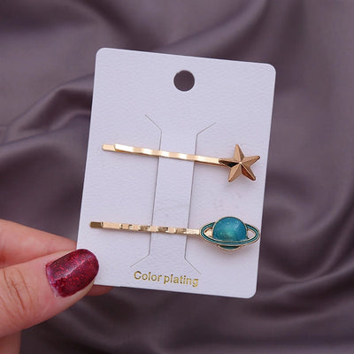 sweet geometric alloy plating rhinestones hair clip 1 set