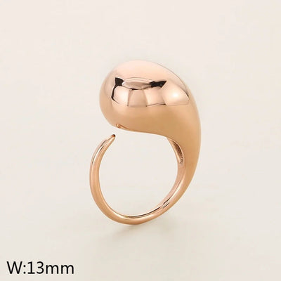 Jewelry Vintage Style Water Droplets 304 Stainless Steel 18K Gold Plated Open Rings
