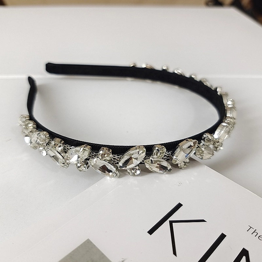 Women's Baroque Style Shiny Geometric Alloy Inlay Artificial Pearls Rhinestones Hair Band