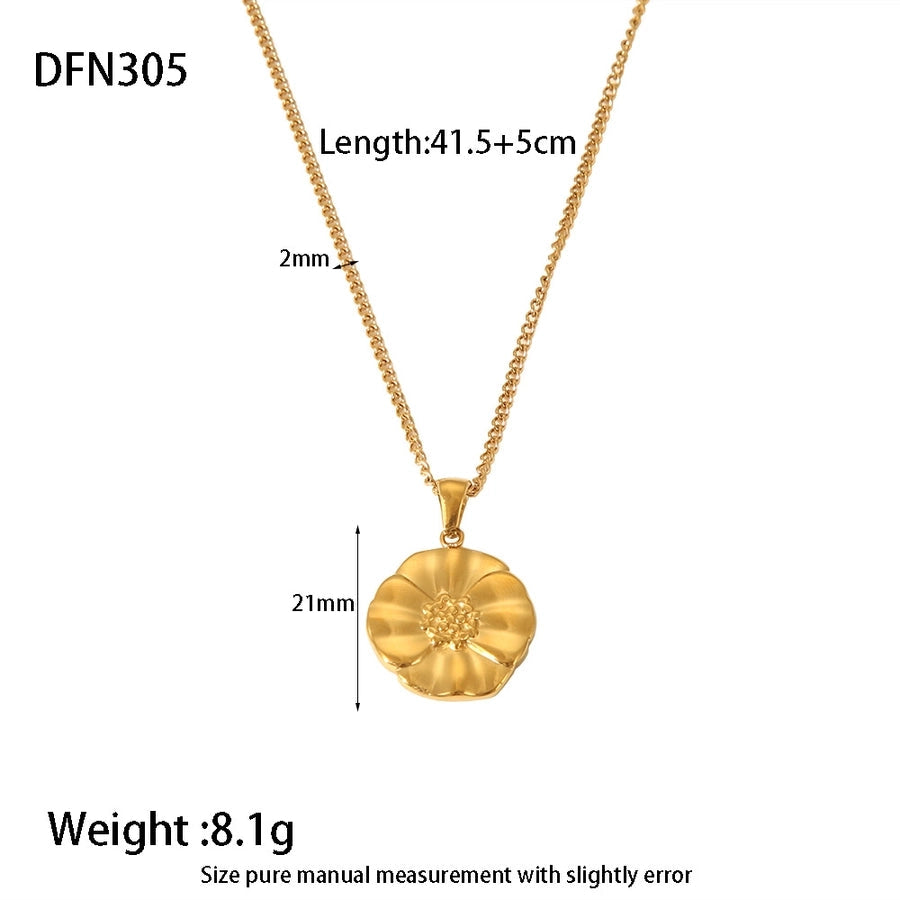 Jewelry IG Style Simple Style Flower 304 Stainless Steel Plating Pendant Necklace