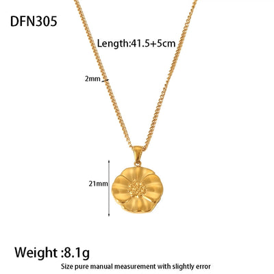 Jewelry IG Style Simple Style Flower 304 Stainless Steel Plating Pendant Necklace