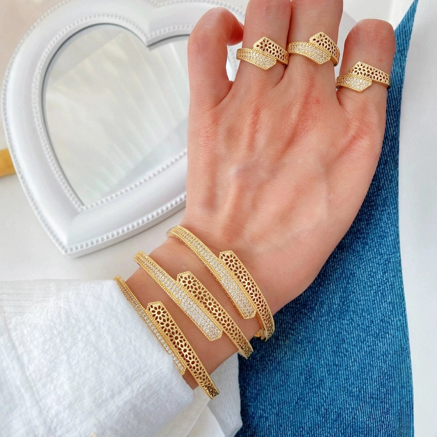 Jewelry Vintage Style Classic Style Geometric Copper Zircon Plating Rings Bracelets