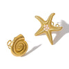 Jewelry IG Style Simple Style Commute Starfish Conch 304 Stainless Steel Artificial Pearls 18K Gold Plated Inlay Open Rings