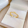 Brass Gold Plated Geometric Artificial Pearls Zircon Brass Rings