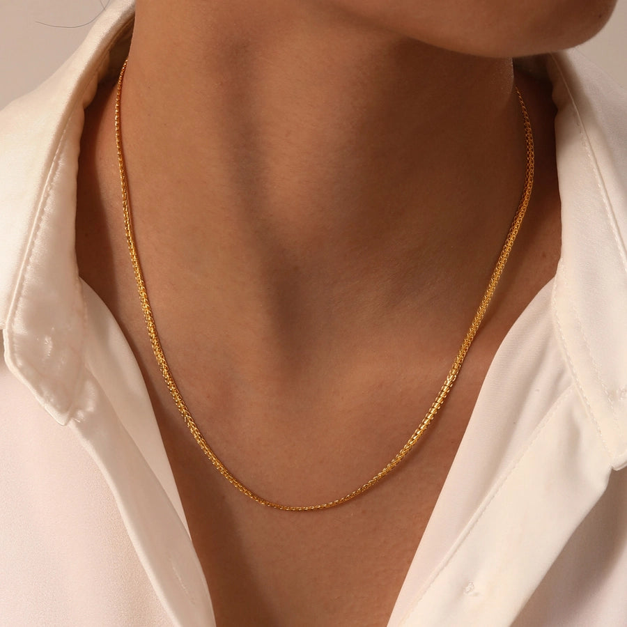 Jewelry IG Style Simple Style Solid Color 201 Stainless Steel 18K Gold Plated Handmade Necklace