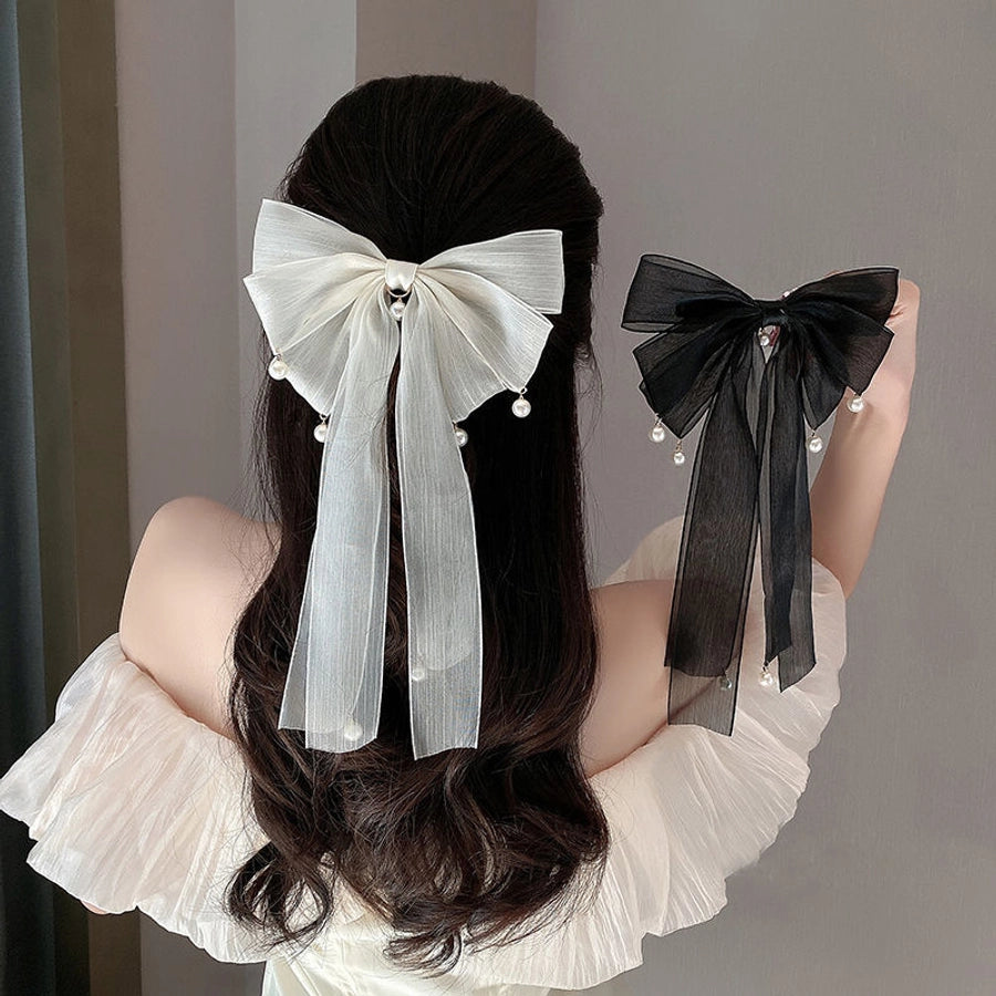 fashion bow knot cloth ribbon hair clip 1 piece