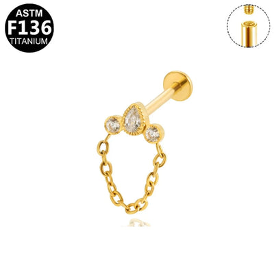 1 Piece Lip Rings Elegant Glam Ethnic Style Clouds Smile Face Wings 304 Stainless Steel Pure Titanium Titanium Alloy Tassel Zircon 14K Gold Plated White Gold Plated Lip Rings Ear Cartilage Rings & Studs