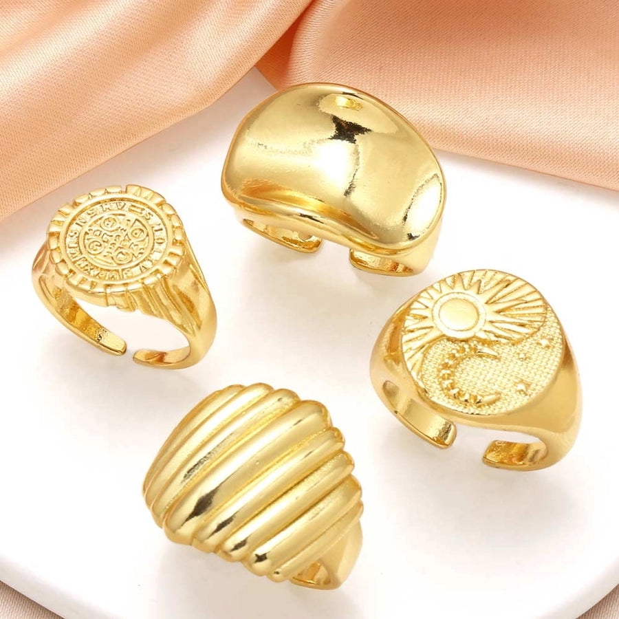 Copper 18K Gold Plated Plating Irregular Open Rings