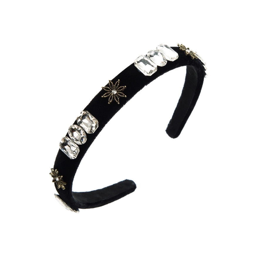 elegant square star flower alloy cloth inlay rhinestones pearl hair band