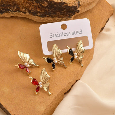 1 Pair Elegant Luxurious Shiny Butterfly 304 Stainless Steel 18K Gold Plated Ear Studs