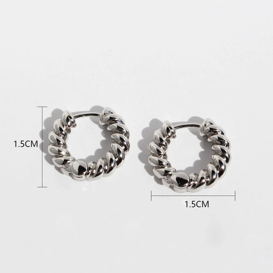 1 Pair Classic Style Round Twist Brass 24K Gold Plated Earrings