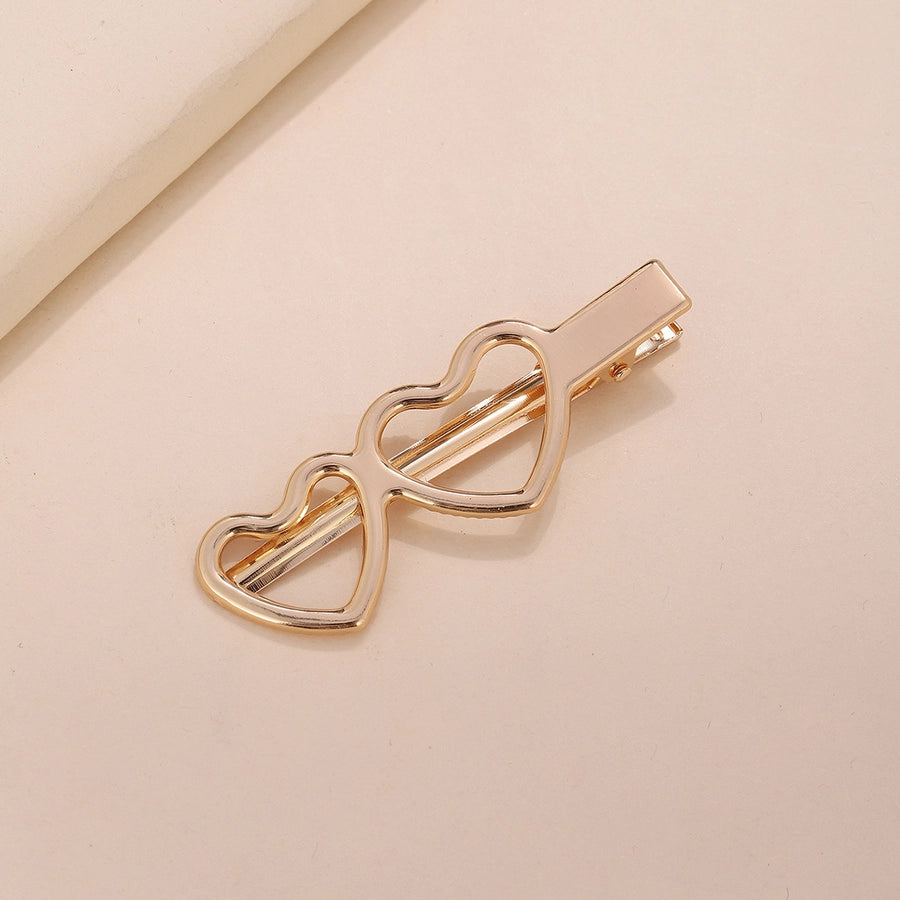 women's simple style heart shape cat bow knot alloy plating hair clip