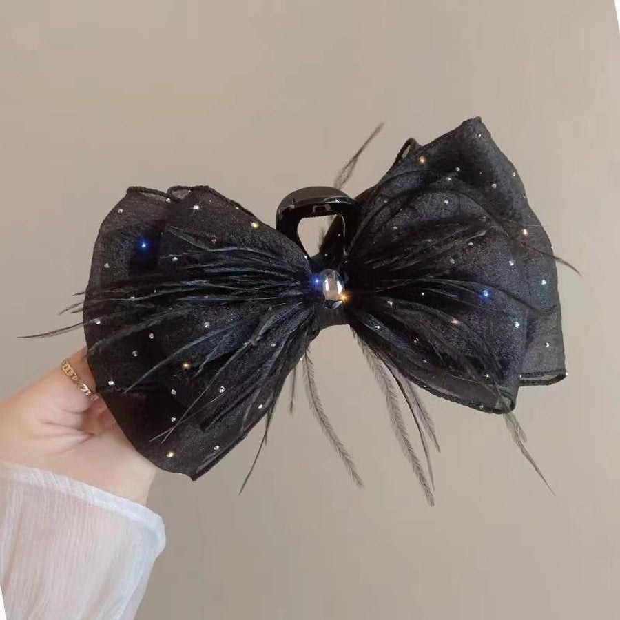 simple style bow knot cloth patchwork hair claws