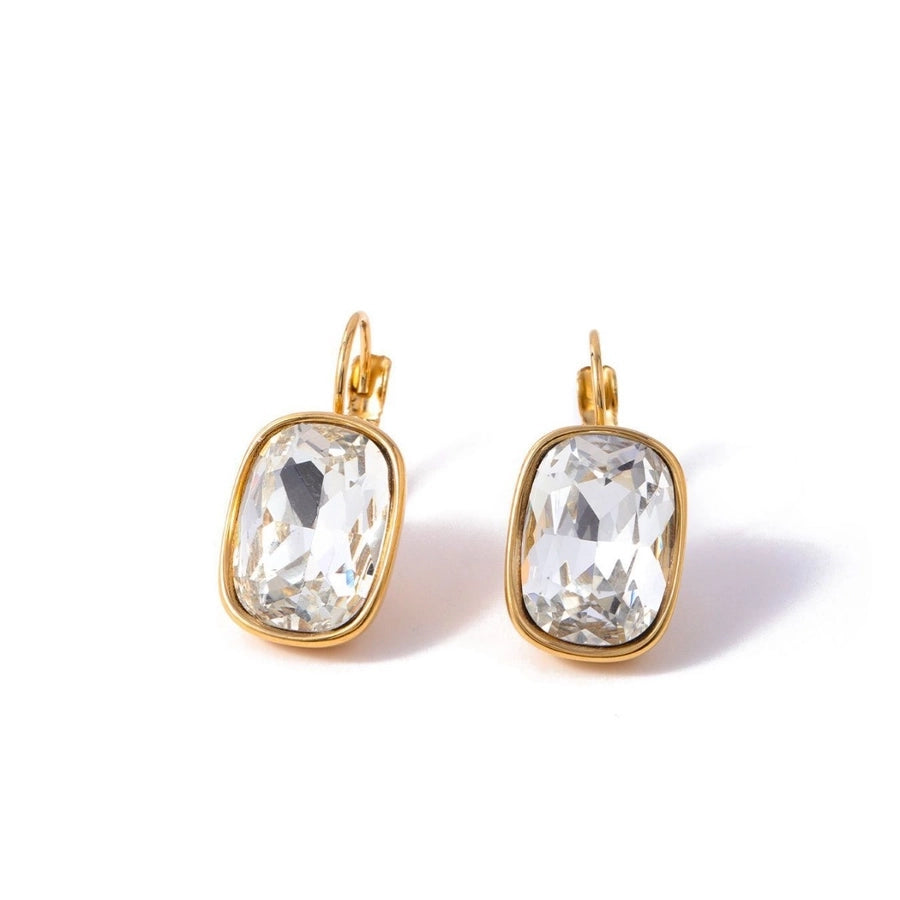 1 Pair IG Style Geometric 304 Stainless Steel Zircon 18K Gold Plated Earrings