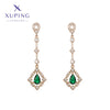 1 Pair Elegant Luxurious XUPING Geometric Inlay Copper Artificial Gemstones 18K Gold Plated Drop Earrings
