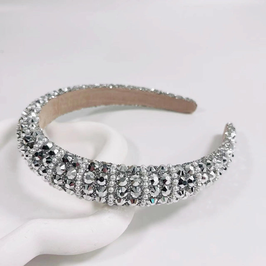 women's elegant lady geometric rhinestone hair band